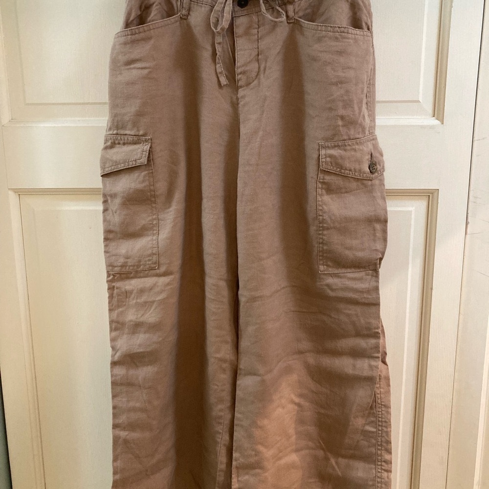 Express Linen Wide Leg Cropped Pant